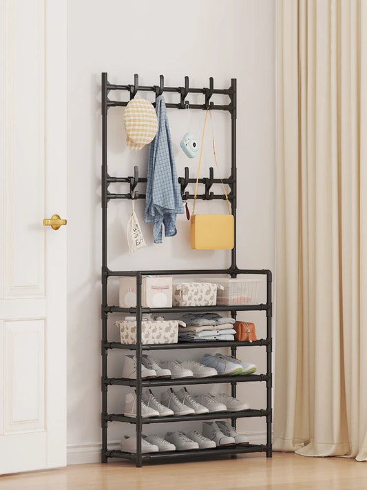 5-Layer Multifunctional Shoe & Coat Rack - Durable Metal Storage Organizer  (50% off)